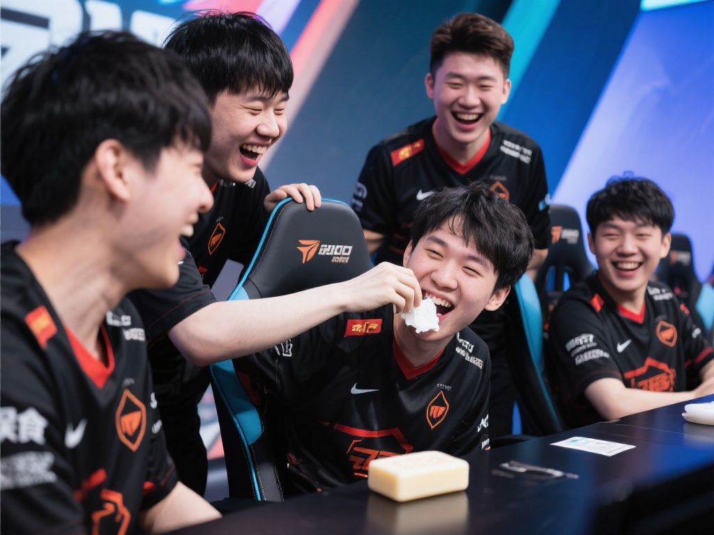 肥皂大战糖糖!T1选手小游戏爆笑上演险吃肥皂 此外,其他选手见状也是笑声连连,纷纷调侃